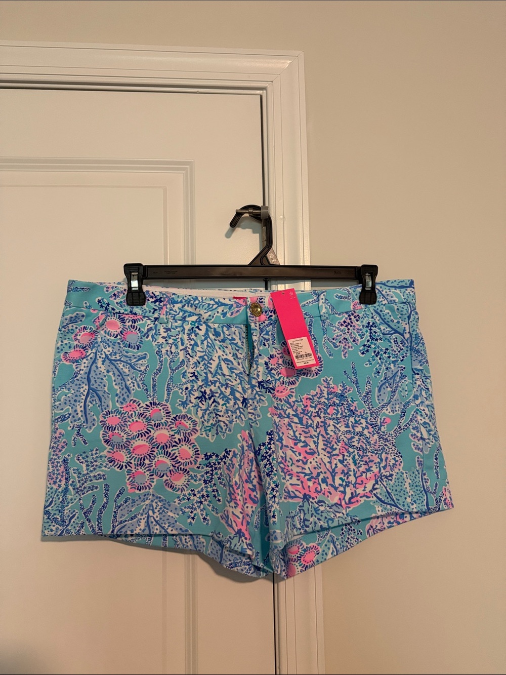 Lilly Pulitzer Turquoise Blue Floral Print Shorts
